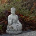 Buddha sitting on a pedestal