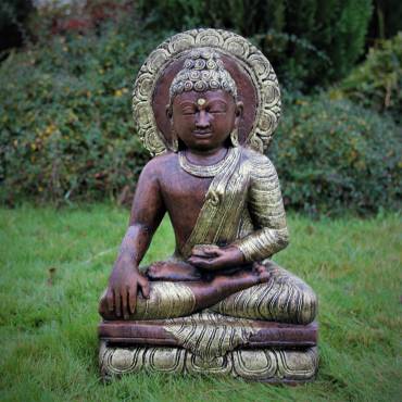 Złoty Buddy Phra Phuttha w Wat medytujący 55 cm