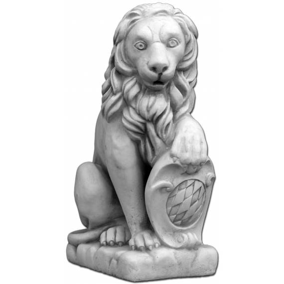 Seated lion with shield - left